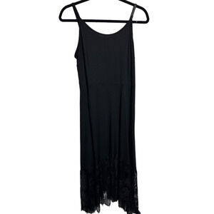Bloomchic Black Flowey Lace Bottom Spaghetti Strap Black Dress Goth Vibe Size 14